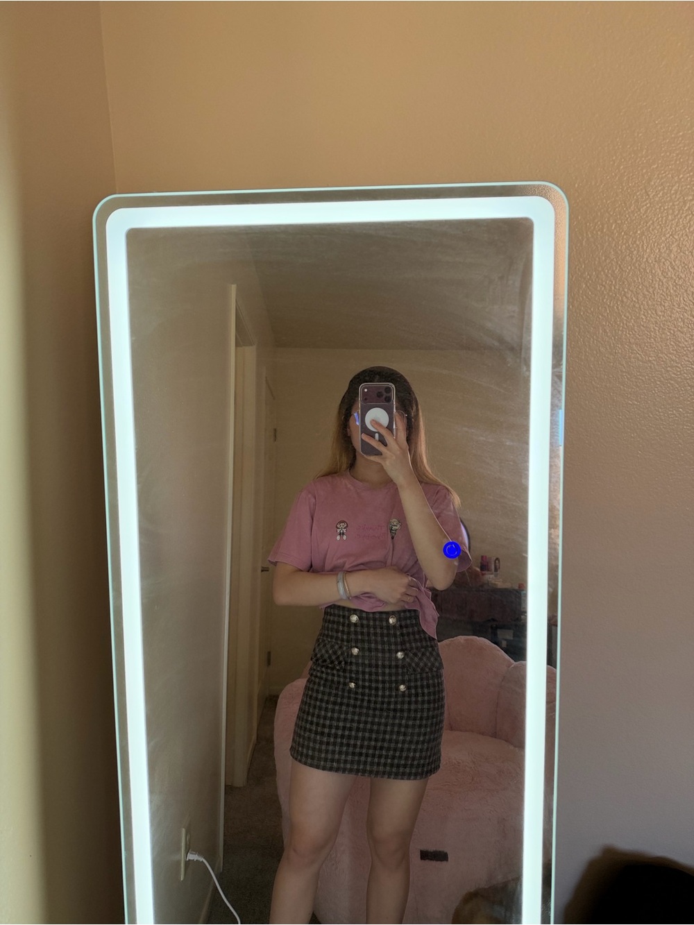 Women’s Plaid Button-Front Mini Skirt